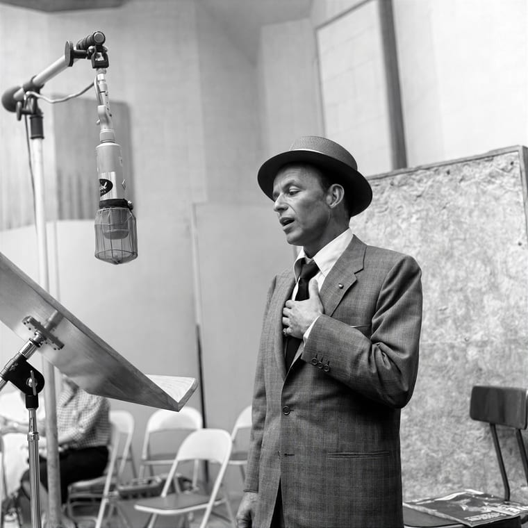 Frank Sinatra recording with an orchestra at Capitol Studios