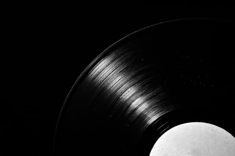 Vinyl record grooves in macro detail